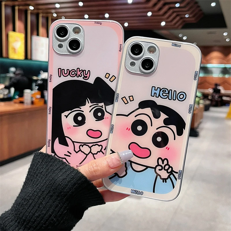 情侣iPhone14promax苹果13高级手机壳保护套11小新小美12玻璃壳xr