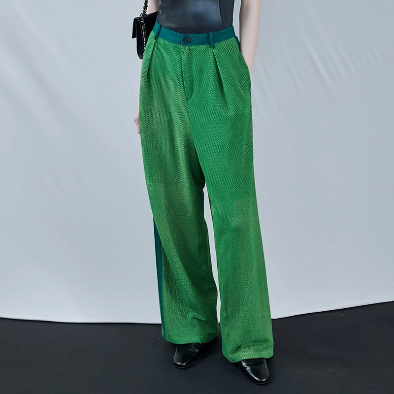 日着原创设计女装夏季时尚镂空垂感宽松休闲高腰直筒西裤RA2623K0