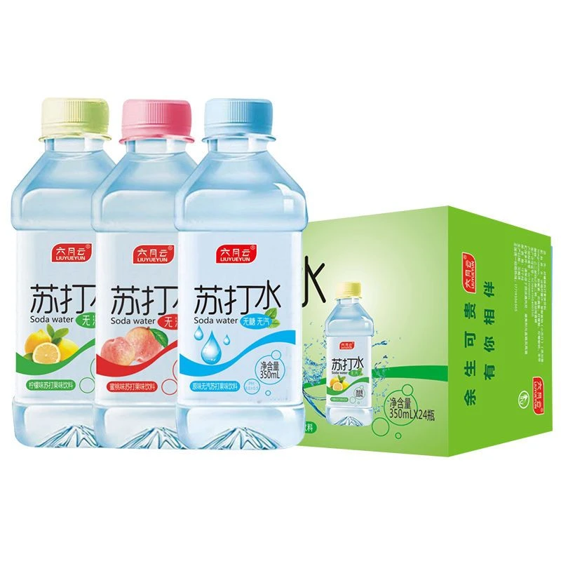 六月云苏打水350ml*24瓶原味无糖无汽弱碱性水原柠檬味蜜桃味饮料