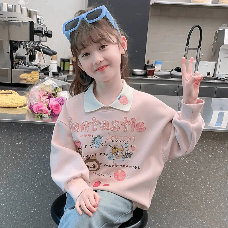 1103女童新款卫衣儿童洋气时髦休闲上衣春秋款女孩时尚网红衣服