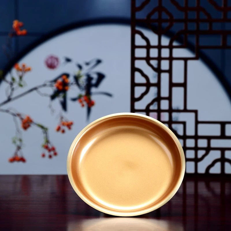 圆通黄铜素面果盘珍珠红果碟高脚果盘水果盘供盘家居桌面中式装饰