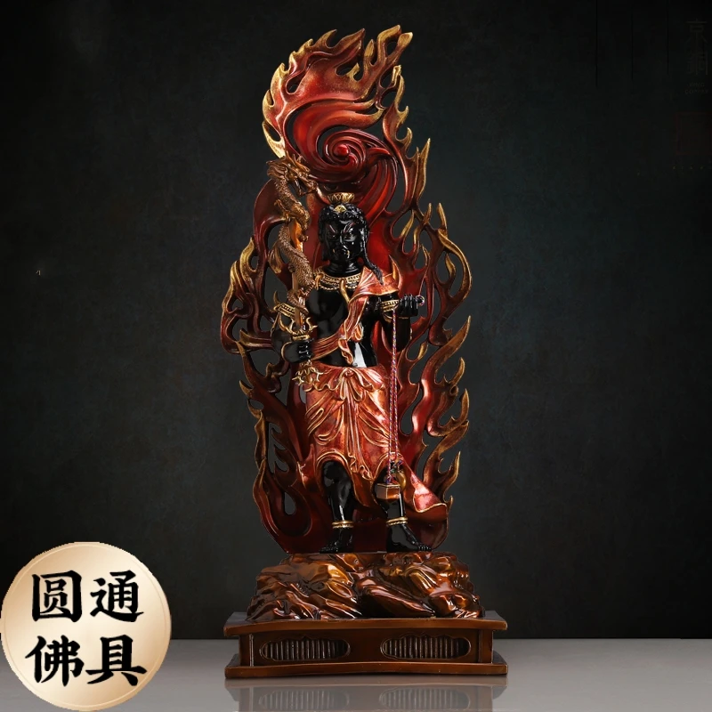圆通黄铜手工不动明王古茶切金站坐两款鸡守护背光家用中式摆件