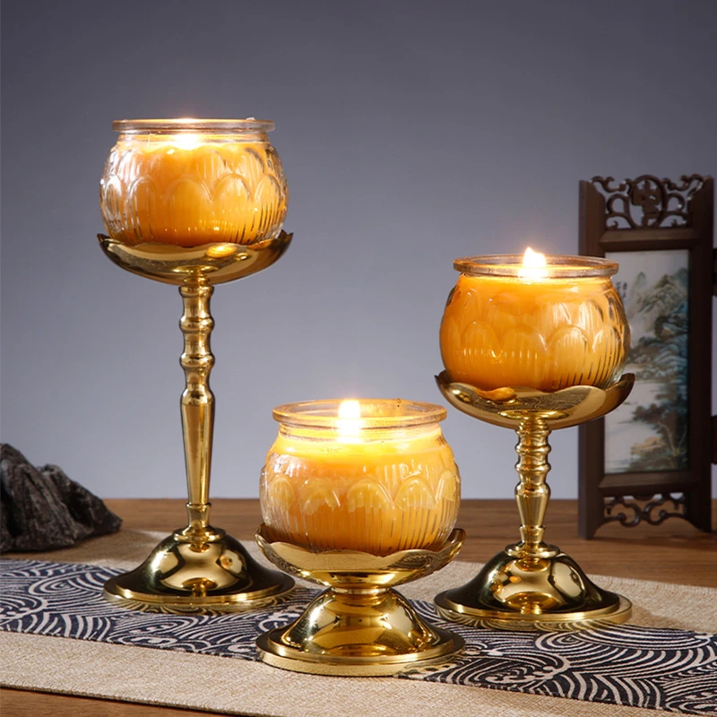 圆通工艺黄铜烛台酥油灯座蜡烛台酥油灯烛台家居桌面工艺品摆件