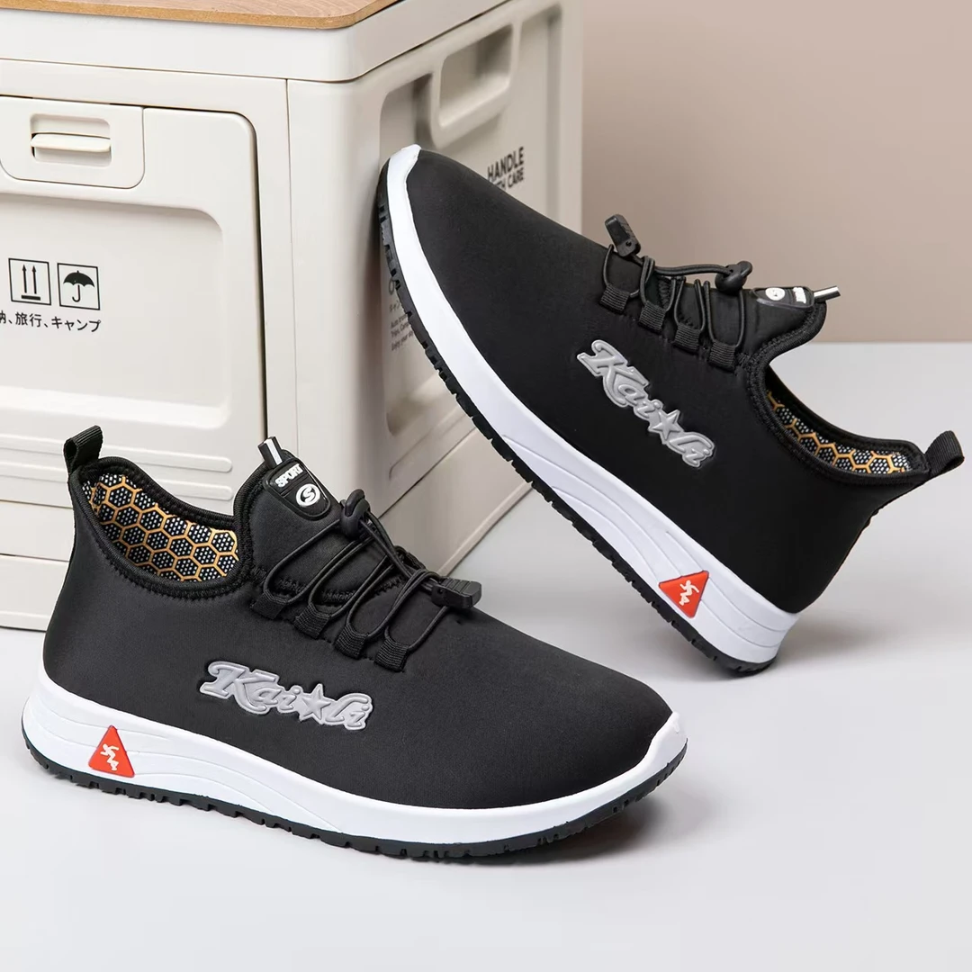 新款中老年人 油上止滑磁振动鞋男女同款防寒保暖宽脚耐磨沸腾鞋