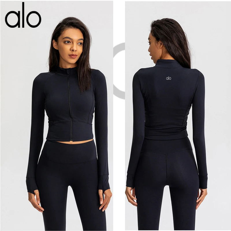 alo yoga瑜伽服女健身外套秋冬款修身显瘦速干上衣长袖运动普拉提