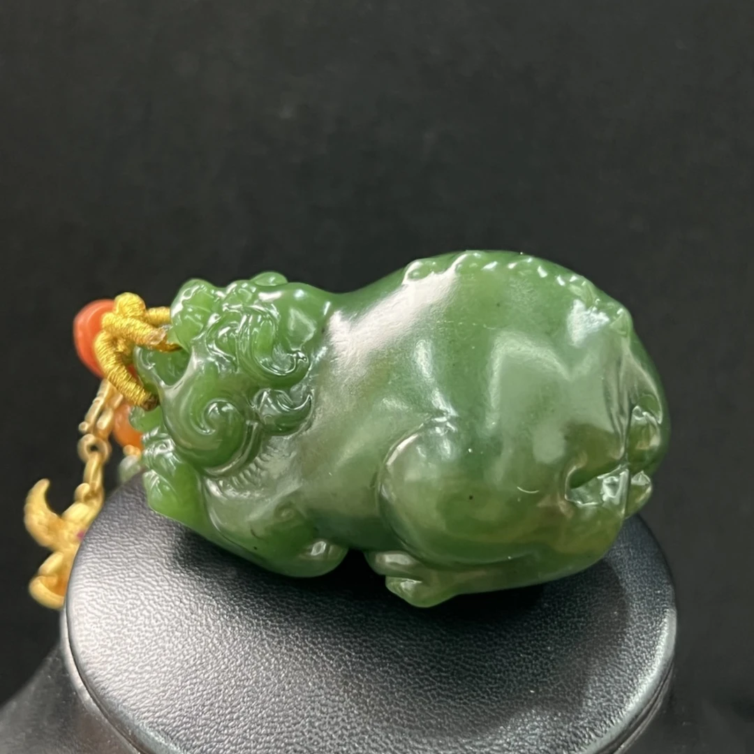 【城丽珠宝】和田玉天然俄七碧玉大貔貅吊坠/套(多样性发)ZJH-1030