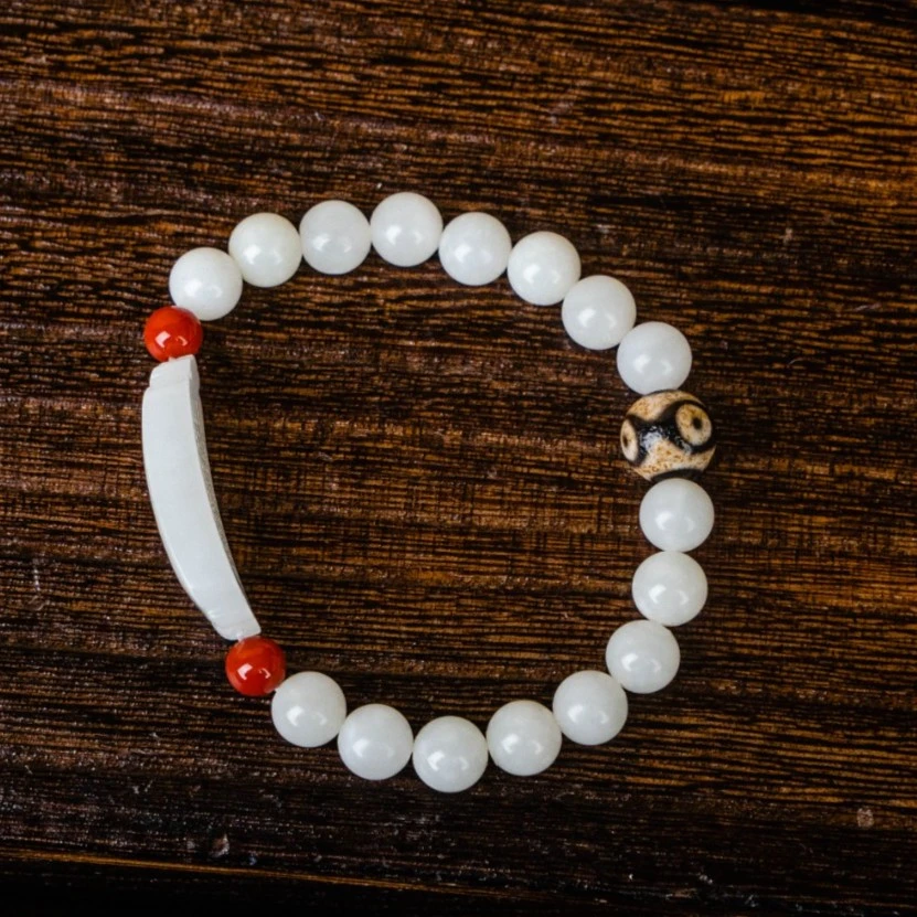 【城丽珠宝】米达白玉五太圆珠手串/条(多样性发货)ZJH-704