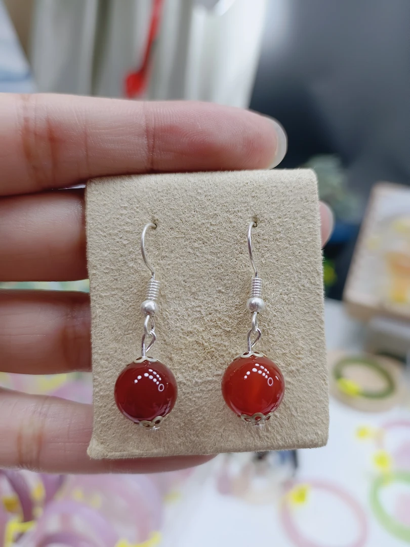 新品 玛瑙玉髓红色耳坠中国红耳饰