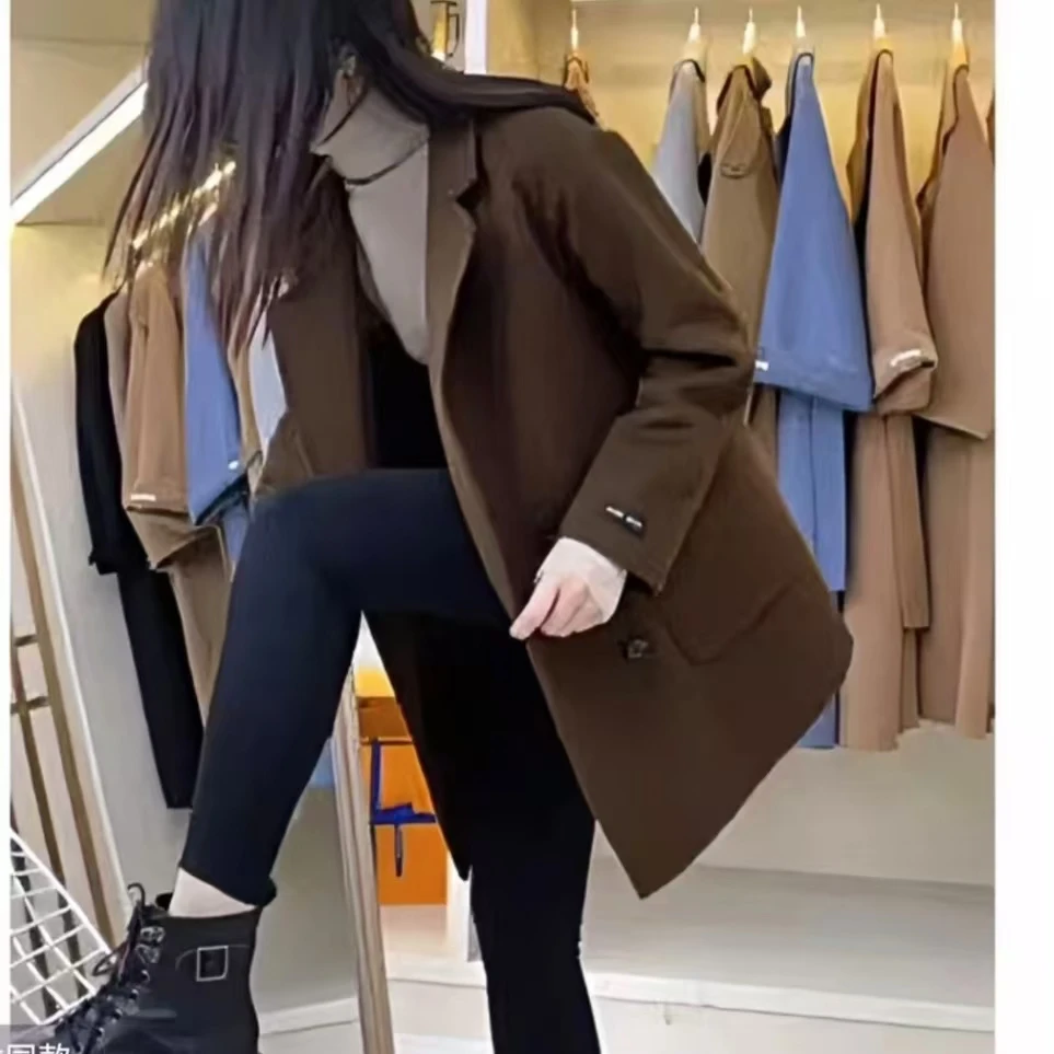 【达人】88118秋冬女短款双面毛呢外套小个子时尚休闲风双面高级感