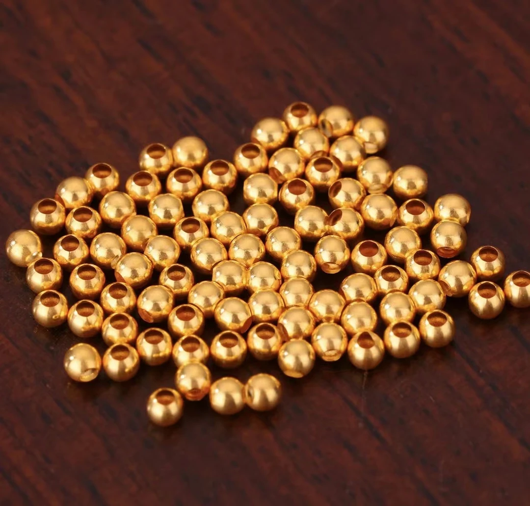 18k金珠-18k光面3mm隔珠配件手工diy金珠 (多样性发其一）拍一发一