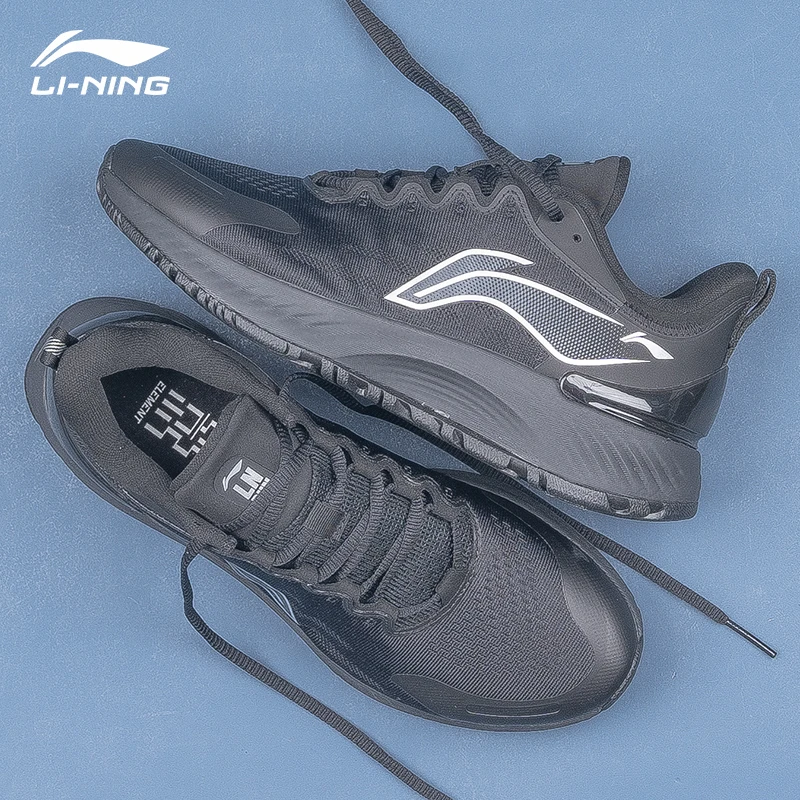 李宁跑鞋男士黑色越影element舒适百搭回弹减震网面休闲跑步鞋