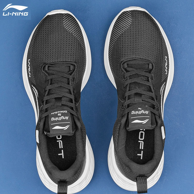 李宁男子跑步鞋子软底透气SOFT跑鞋轻便网面休闲百搭潮流运动鞋