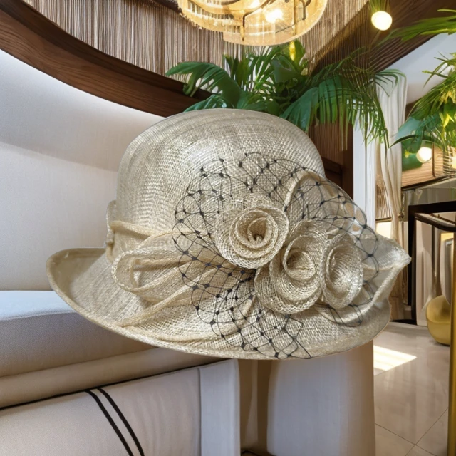 【尚雅美】高品质麻纱大沿反翘帽