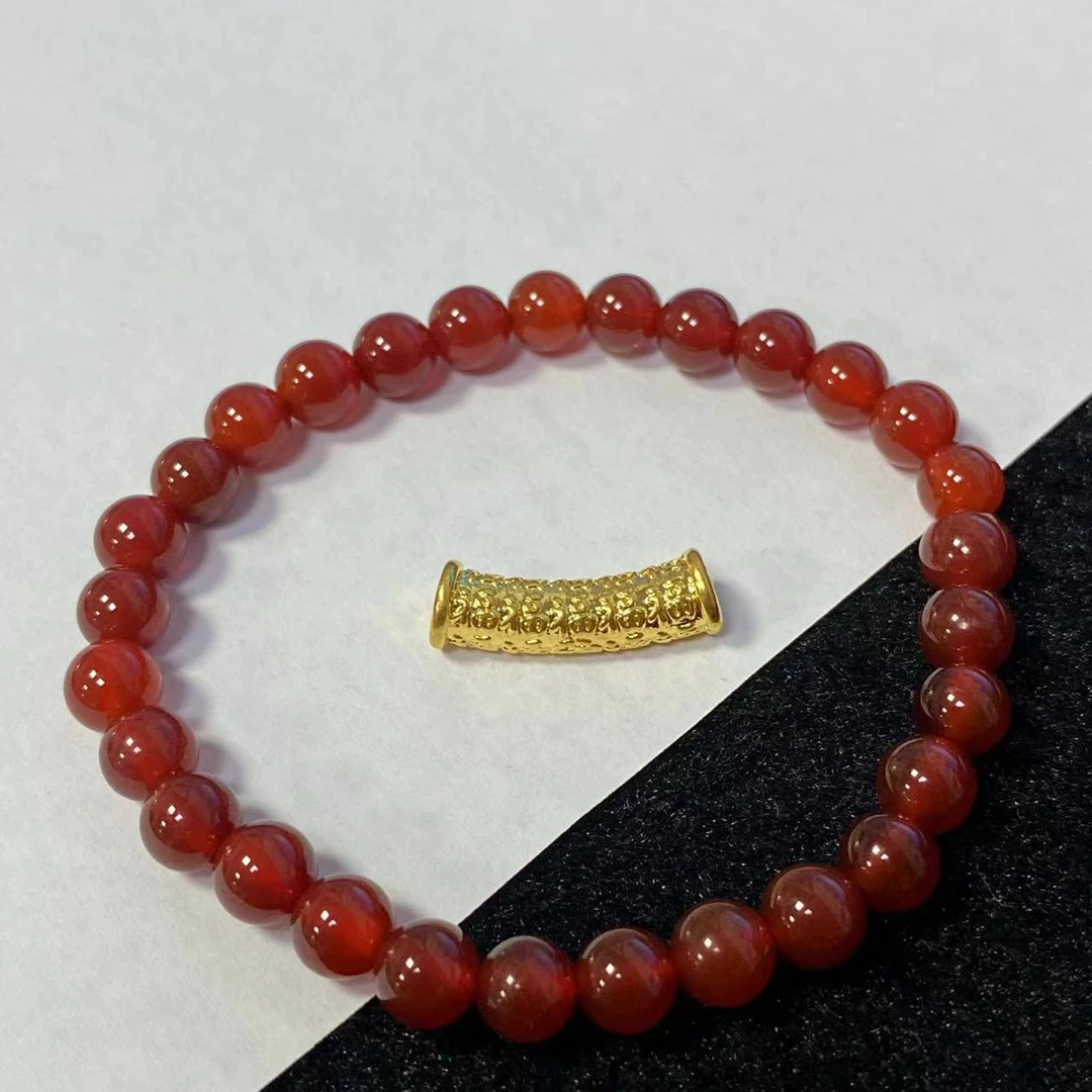 足金999满福弯管红色玛 瑙手串@@A239