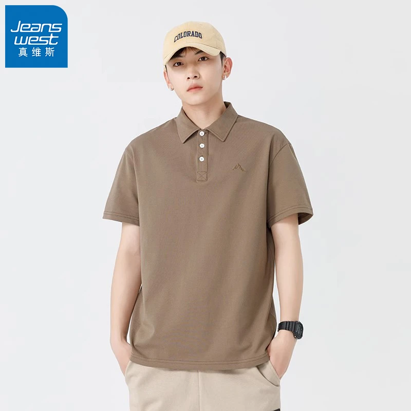 真维斯2025年Polo衫夏季新款短袖男美式刺绣翻领t恤时尚上衣男