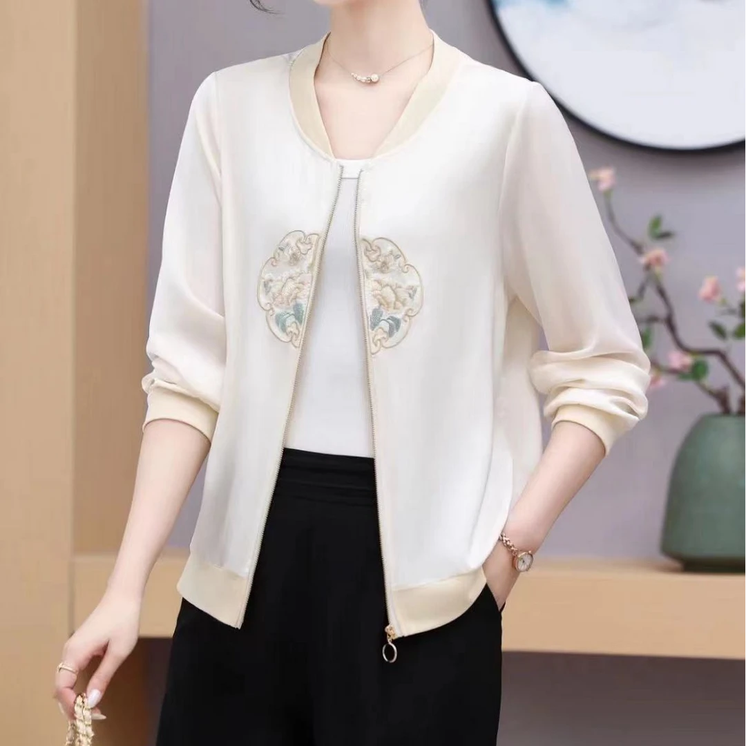 2024新款绣花洋气上衣女薄棒球外套春夏季单层防晒长袖开衫短外套