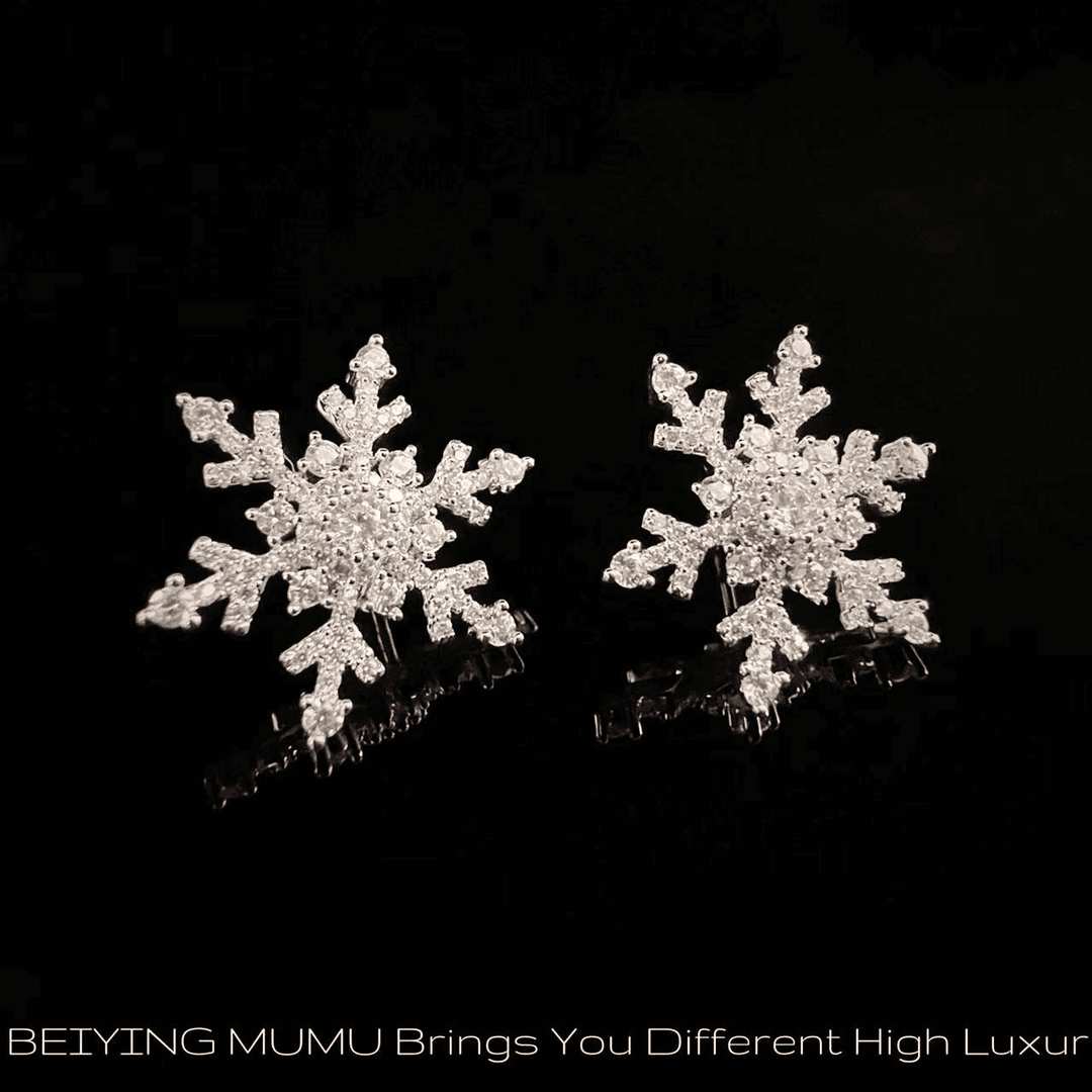 轻奢五金女孩秋冬新款雪花锆石耳钉EH4326