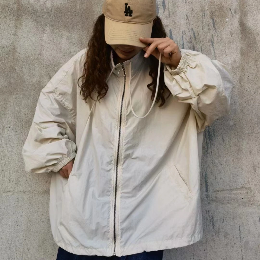 夏季大版轻薄型防晒外套宽松薄款百搭休闲时尚纯色透气长袖8518