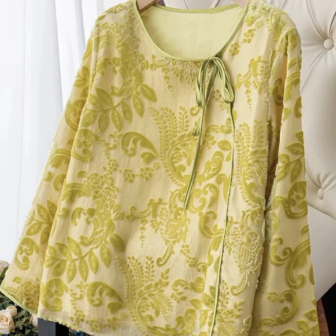 织金底面镂空提花桑蚕丝金丝绒中式风上衣