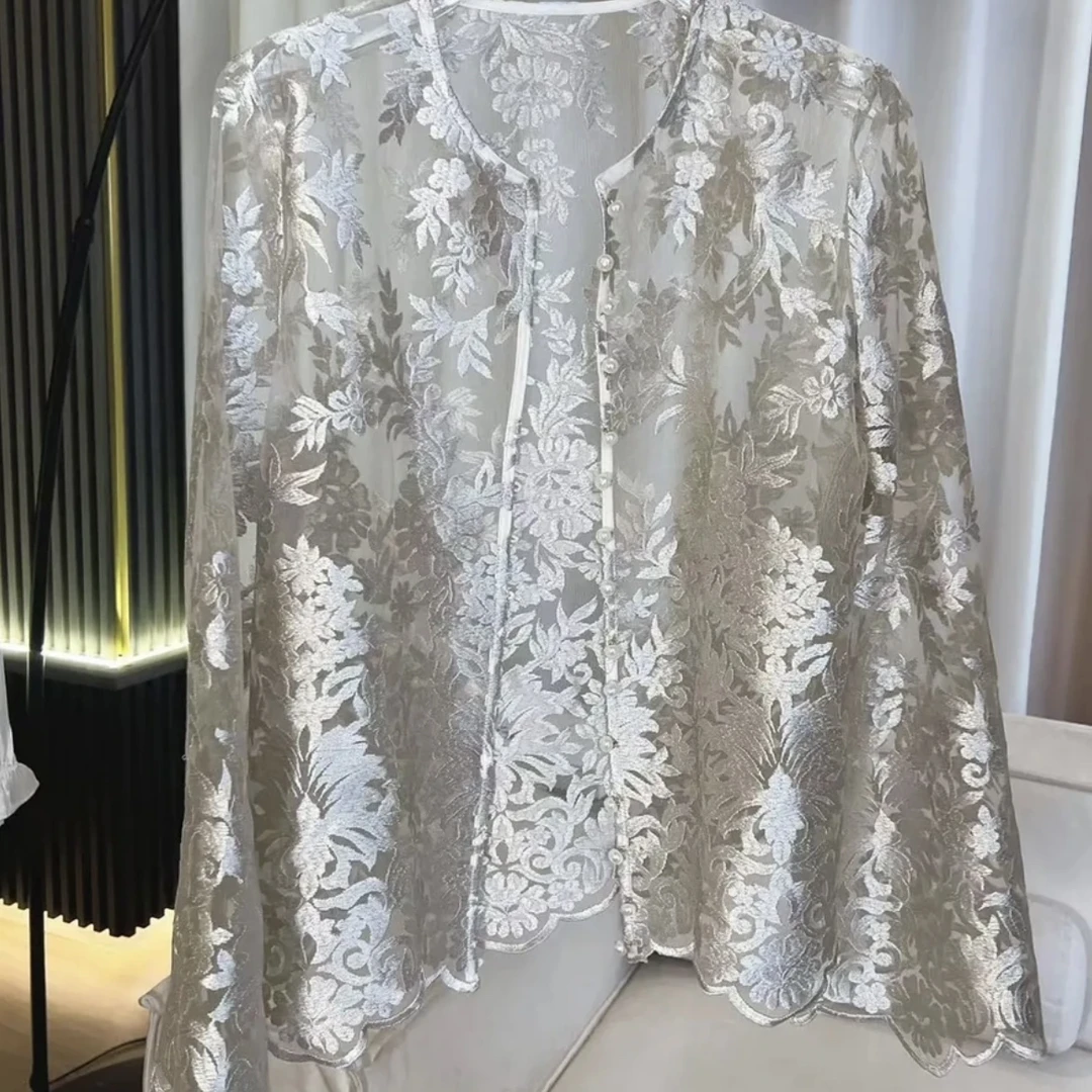 含香服饰 金玉繁花重磅中式风气质优雅刺绣上衣外套