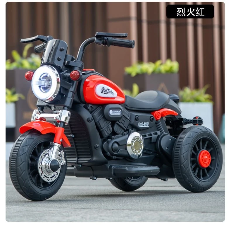 升级版【充电版带音乐灯光早教喇叭】1-6岁复古摩托车电动三轮车