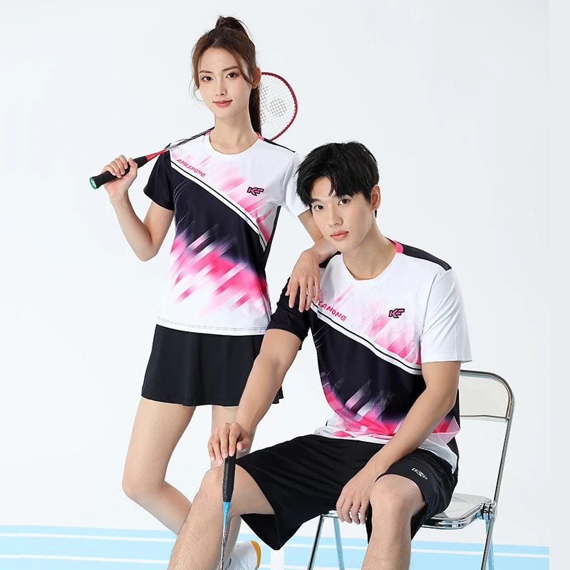 安卡农夏季舒适吸汗圆领羽毛球服大赛服男女同款速干运动健身上衣