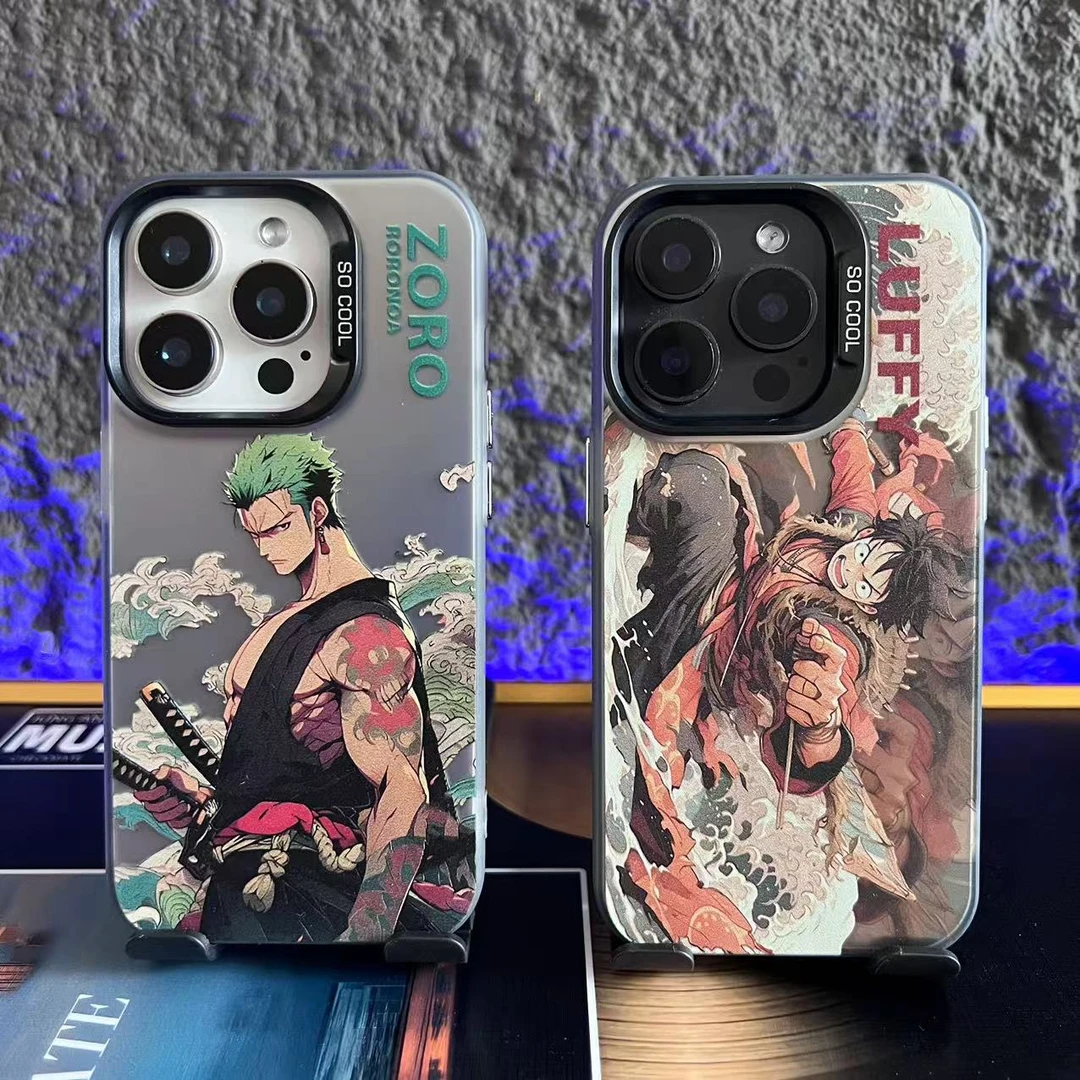 海盗索隆路飞-IMD彩银-时尚潮流个性防撞防摔散热复古手机壳