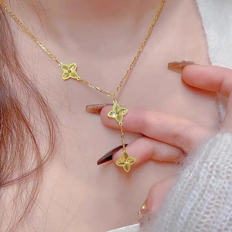 【专属定制】复古宫廷三花四叶草项链（四叶草寓意幸运）