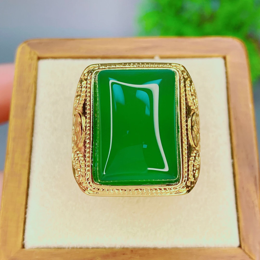 新款玛瑙戒指玉髓男士大方戒精致雕刻简约时尚活口设计款戒圈B47