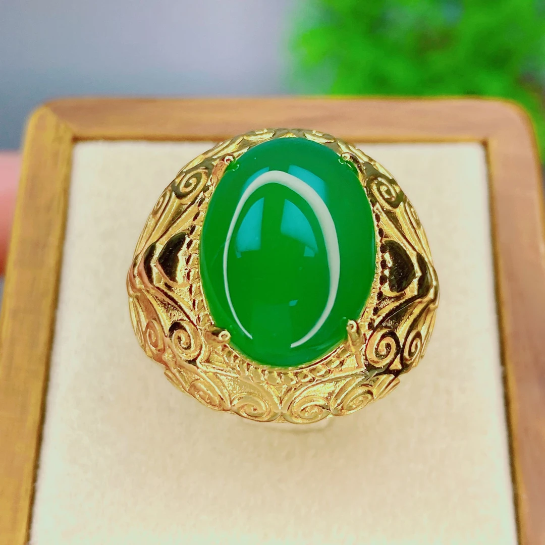 新款玛瑙男士戒指玉髓蛋面镶嵌精致雕刻大气时尚活口设计男款 B43