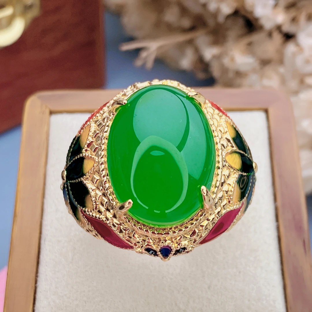 正品玛瑙玉髓男戒指鸽子蛋玉髓男士戒指时尚活口戒圈玉石戒指B34