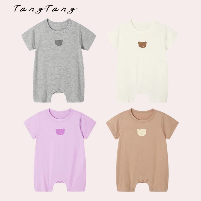 【唐唐家】婴儿短袖连体衣夏季薄款新生幼儿婴童宝宝哈衣睡衣空调服