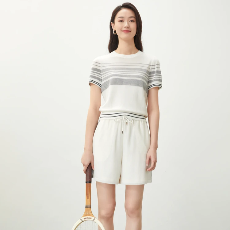 VGRASS维格娜丝夏季新款时尚高腰百搭空气感休闲短裤女VSK3N21320