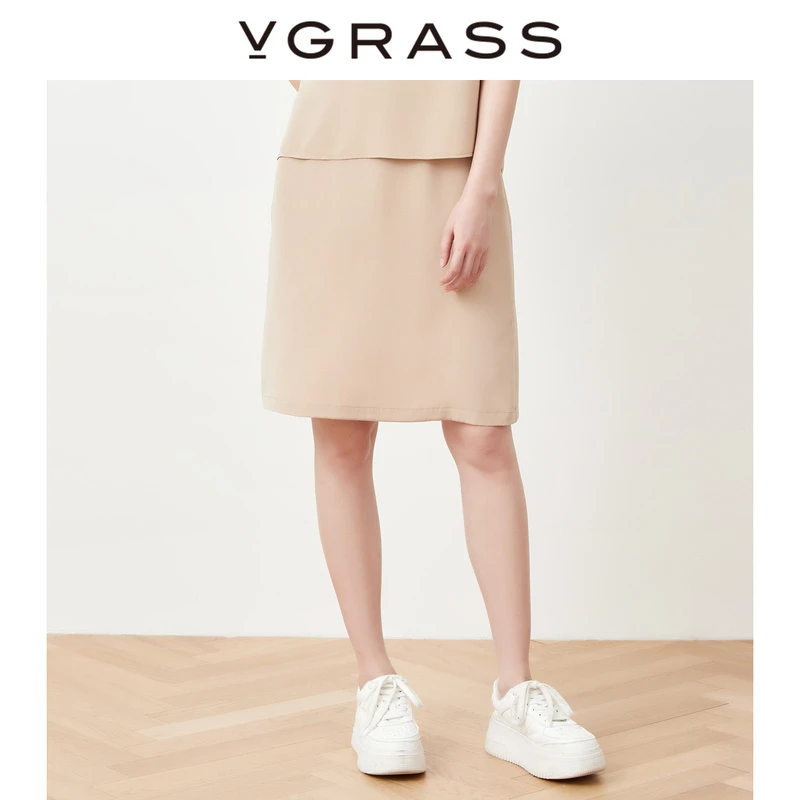 VGRASS维格娜丝夏季新款百搭优雅简约A字一步裙短裙女 VSB2N20590