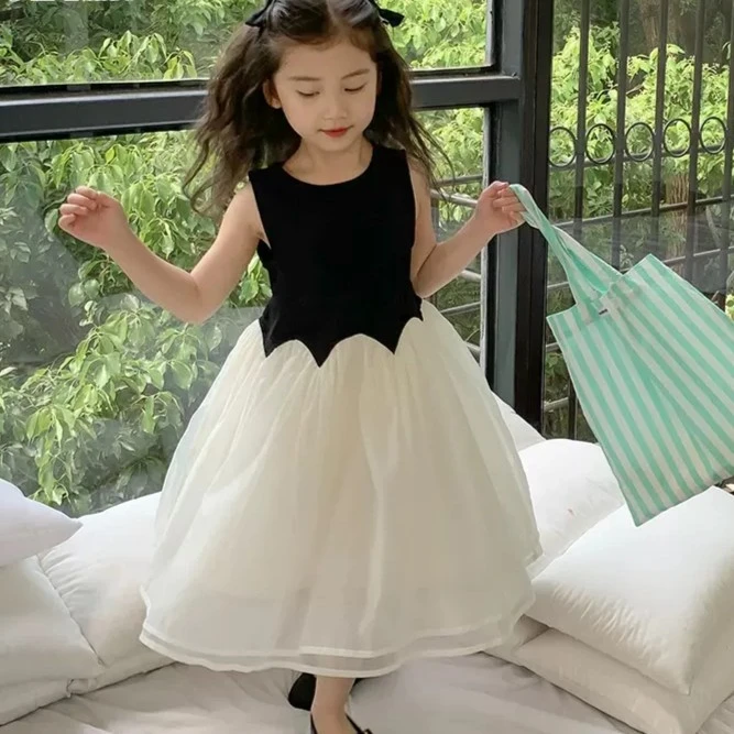 女童连衣裙夏季裙子儿童装纱裙韩版洋气女孩时髦背心裙夏天公主裙
