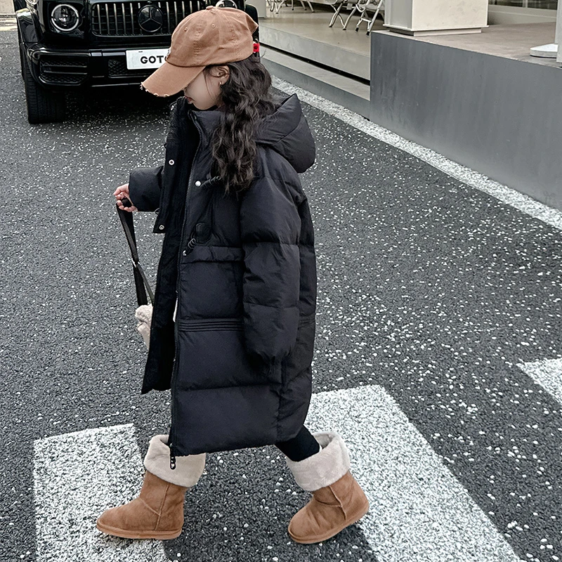 女童羽绒服2023新款洋气冬季儿童长款过膝冬装中大童韩版加厚外套