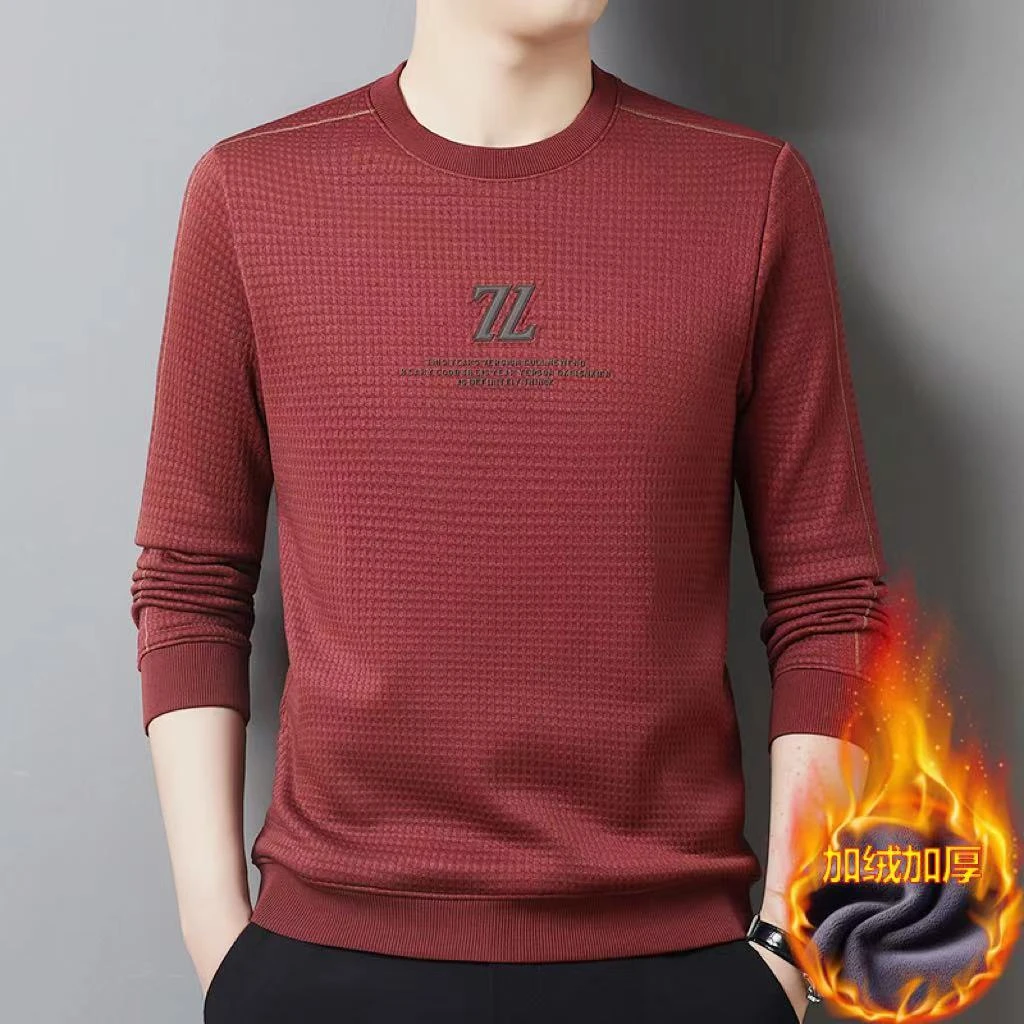 【8802】冬款加绒针织圆领男士卫衣