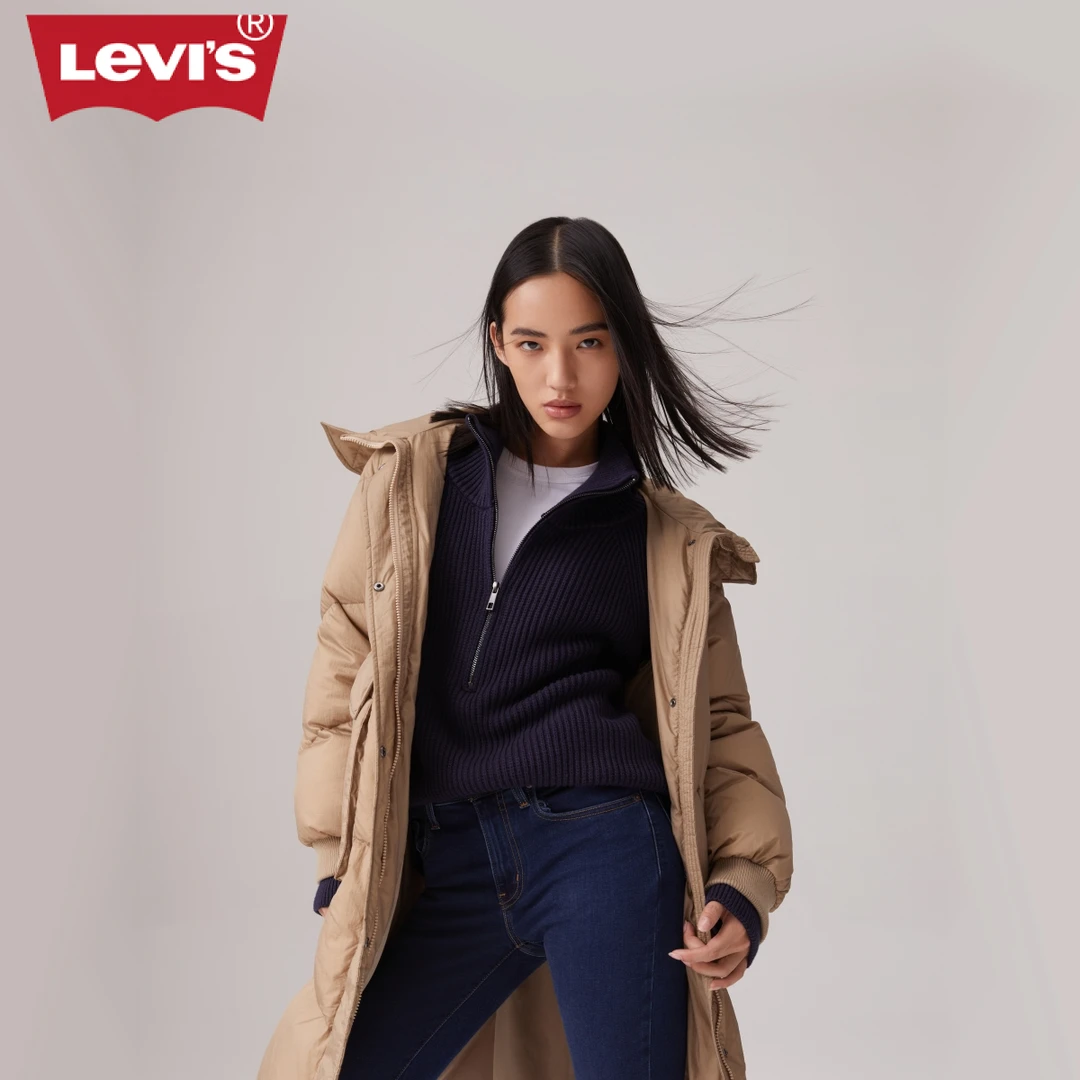 【商场同款】Levi's李维斯秋季女士蓬松保暖舒适中长款羽绒服002PY