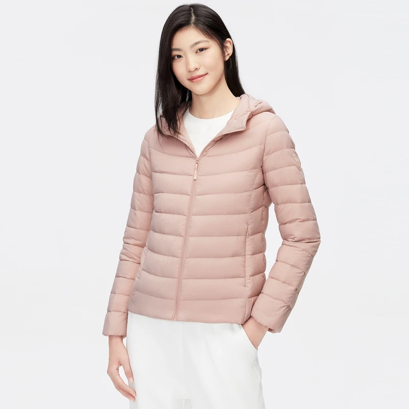 波司登2023新款女士修身轻薄舒适运动保暖连帽羽绒服女款短款复古