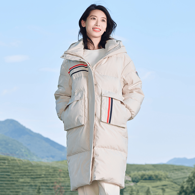 波司登2023年新款冬季时尚休闲运动女款加厚保暖羽绒服外套中长款