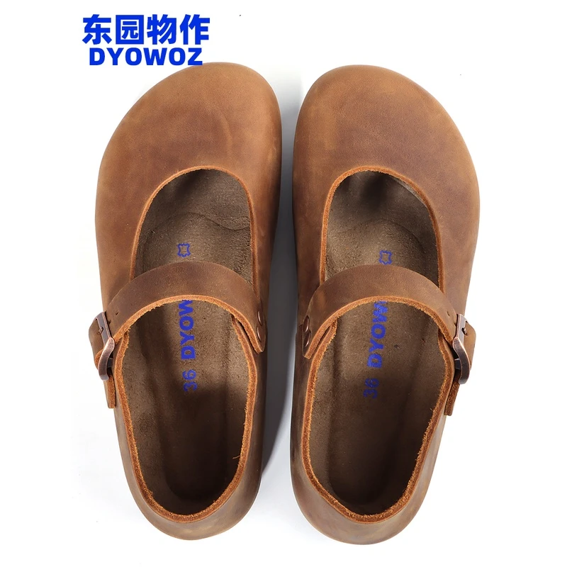 東园物作舒适玛丽珍头层牛皮软底女鞋复古学院小英搭配勃肯鞋单鞋