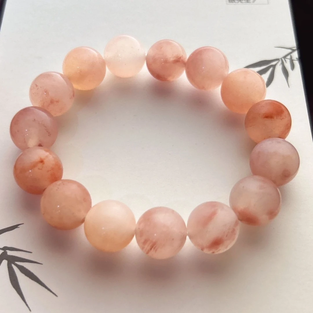 天然玉石桃花酿粉色玉石手串少女樱花粉手链时尚饰品（多样性发货）