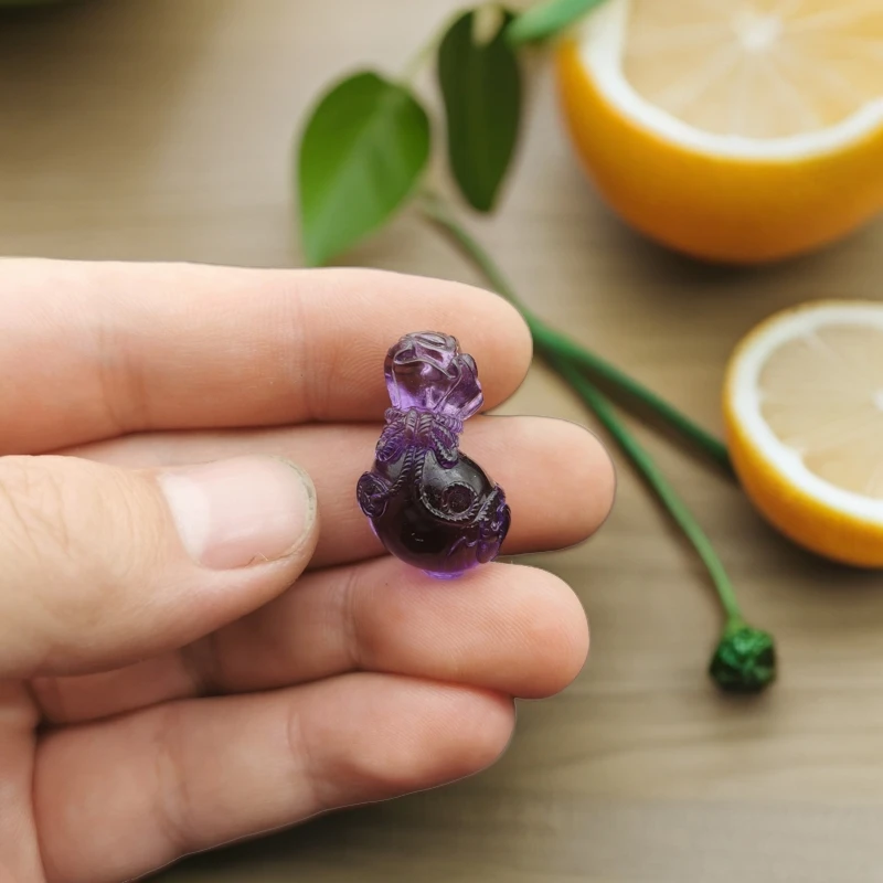 紫水晶钱袋子福气满满精美福袋吊坠挂饰女士项坠手工精雕小福袋