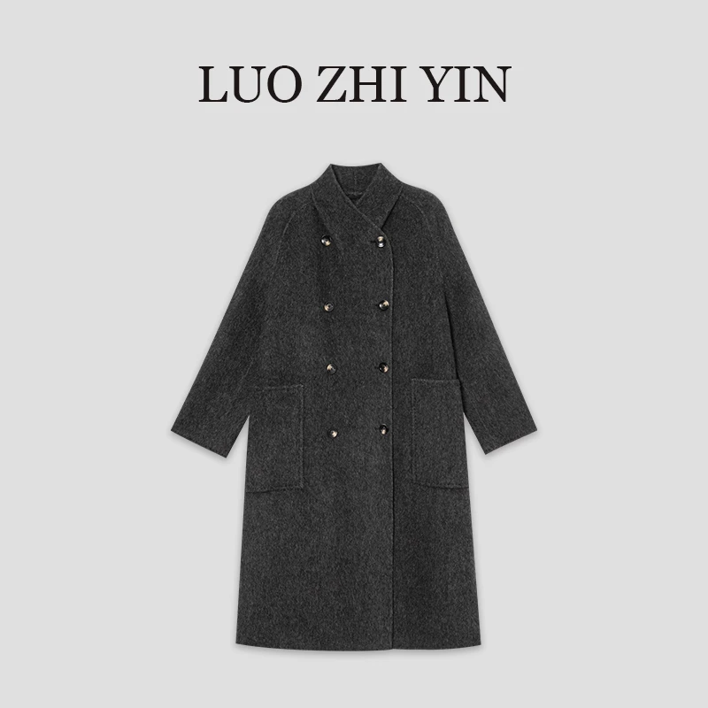 LUOZHIYIN罗知音C18805TZ精纺羊毛中长款毛呢外套