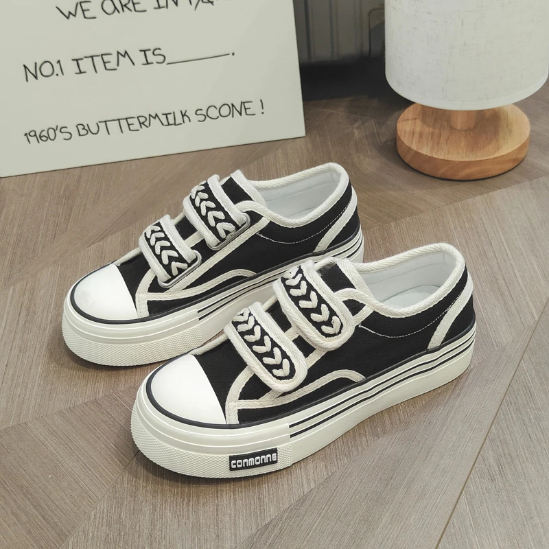 2025春季新款麦穗魔术贴帆布鞋女鞋百搭学生平底板鞋低帮休闲鞋