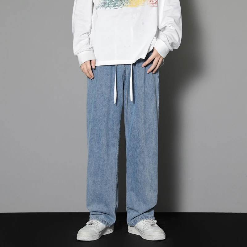 鲸禧2025男裤新款流行宽松直筒休闲青年港风百搭牛仔裤薄款裤子