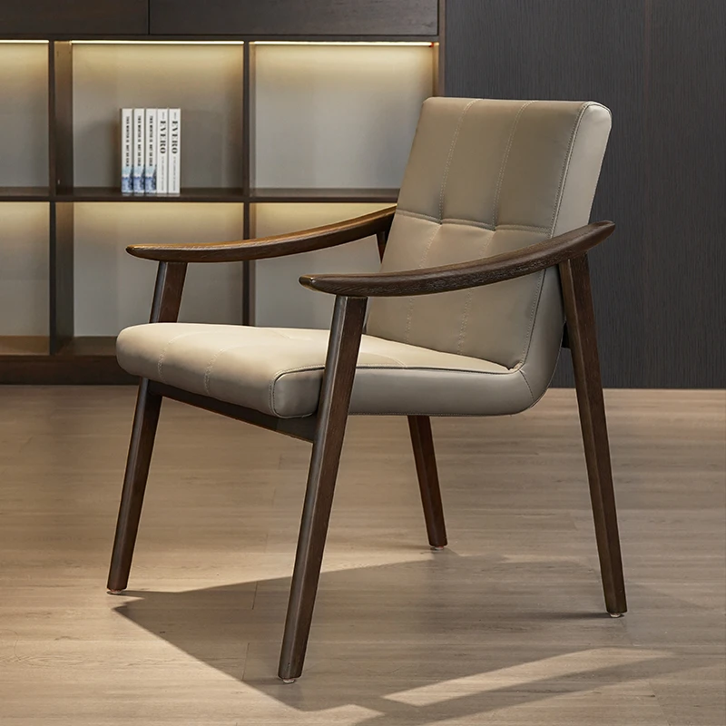 实木餐厅餐椅家用轻奢高级书房书桌椅设计师沙发椅靠背椅简约现代