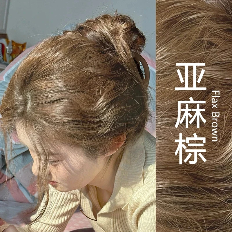 【买一送一】 亚麻棕色OK免漂植物纯染发膏剂2024流行色染头发膏女