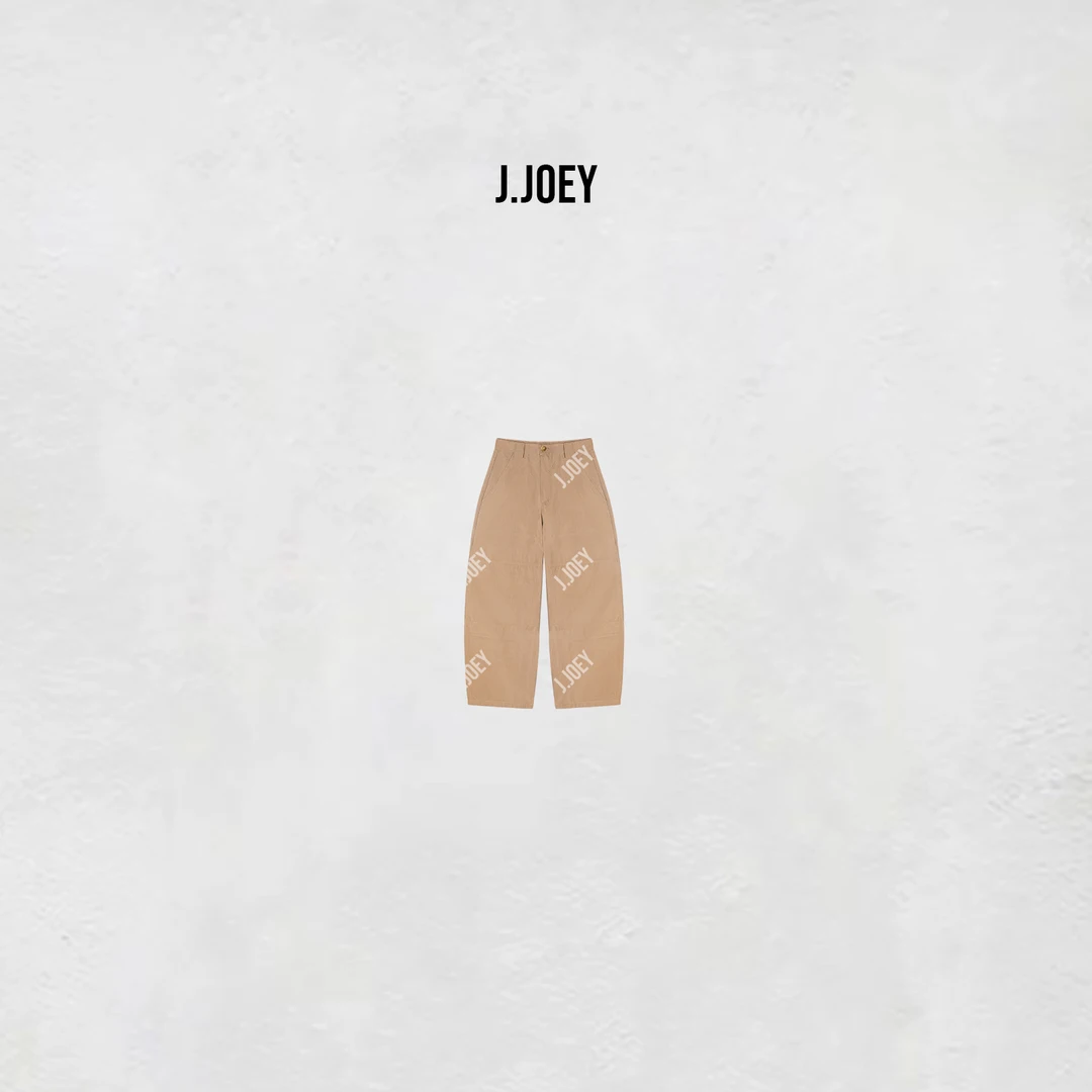 J.JOEY“100棉”春款卡其色廓形纯棉直筒裤休闲长裤 0315