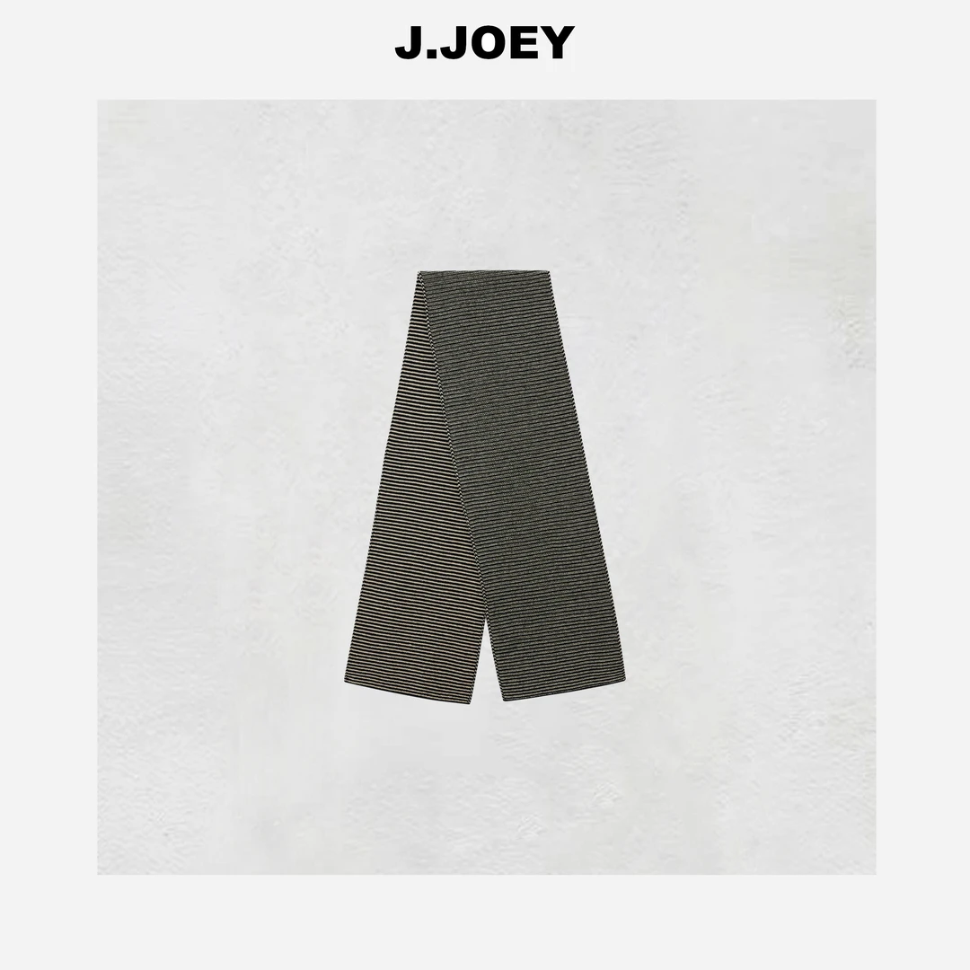 J.JOEY 100%羊毛秋冬保暖百搭条纹休闲长款撞色条纹围巾0084-1